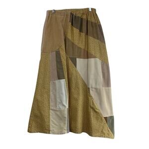 Gypsy Rose Womens Skirt Size S M Free Size Patchwork Sun Ray Brown Yellow Boho